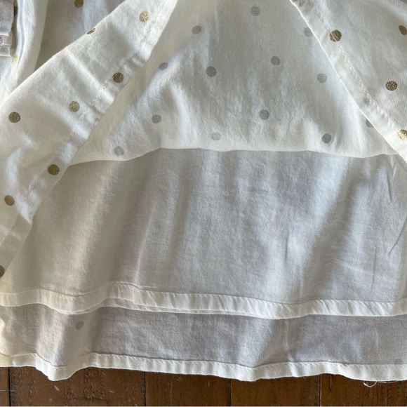 Mini Boden gold confetti spot polka dots Lace pleated long sleeve blouse nwt - Picture 3 of 6